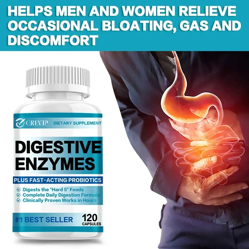 

Digestive Enzymes - Contains Probiotics and Prebiotics To Promote Digestive Health and Relieve Bloating in Women and Men