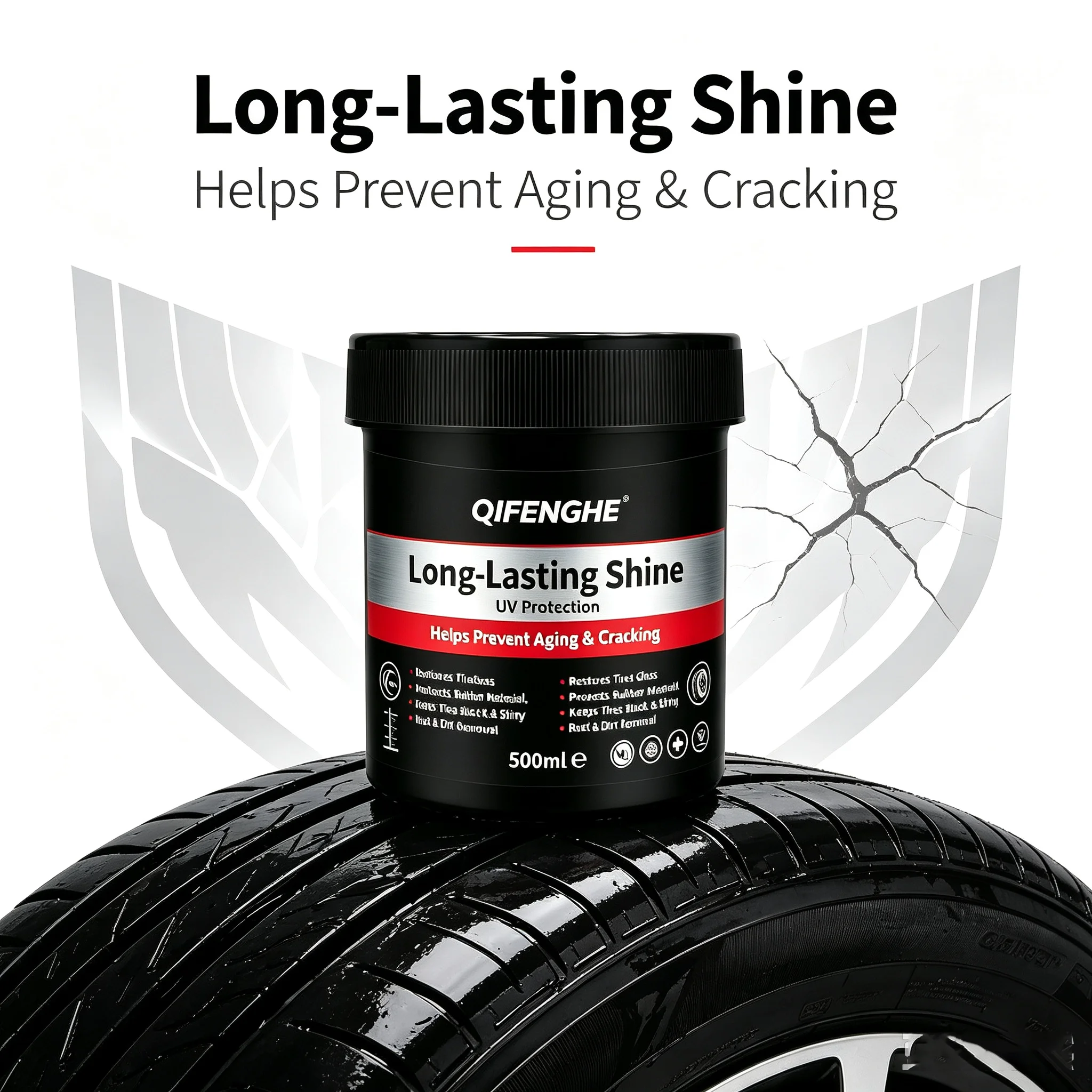 500ml Car Plastic Restorer Whitening Paste, Multi-Purpose Trim Rubber Tire Polish, Anti-Aging Protection