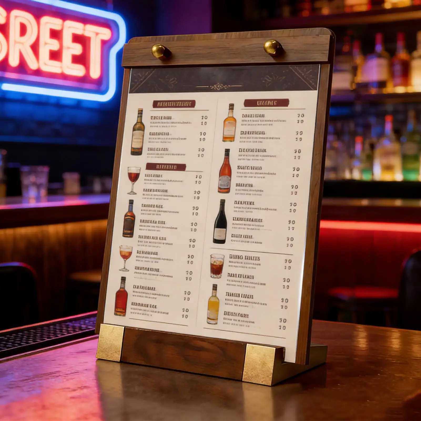 Acrylic Sign Holder Acrylic Vertical Display Frame Paper Display Stand with Wooden Base for Poster Flyer Picture Brochure