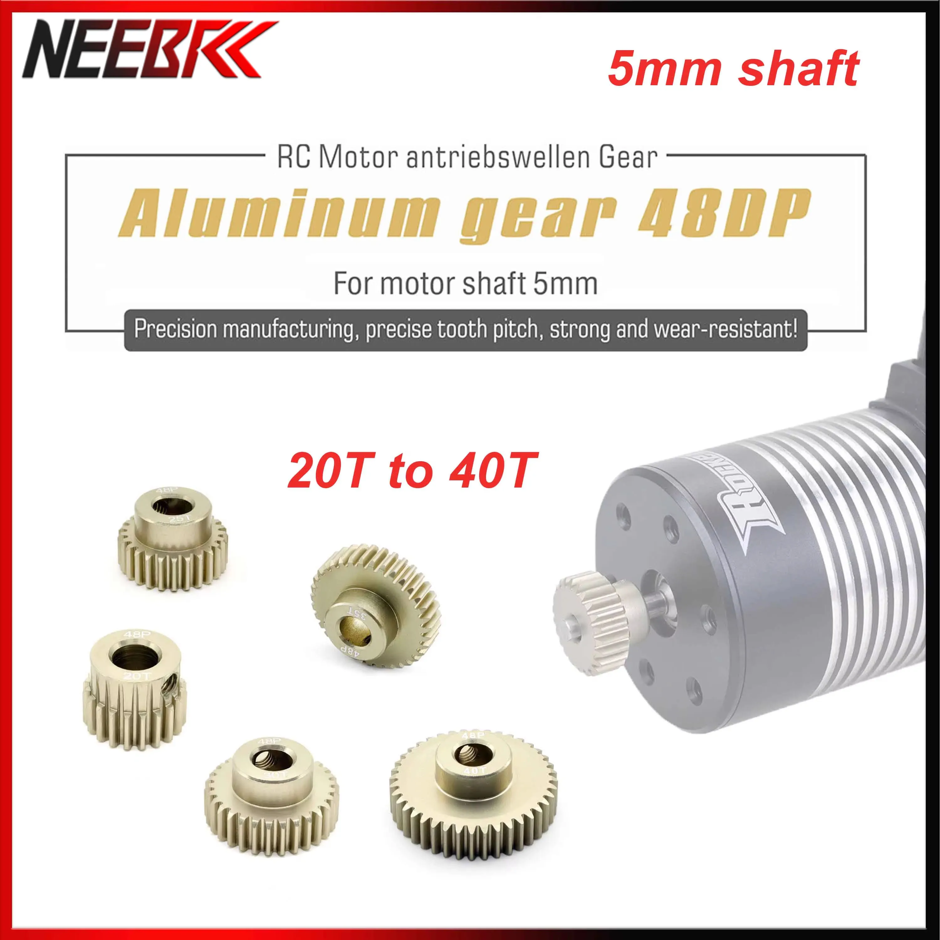 

RC Car Motor Gear 48DP 5mm Metal Pinion Gear 20t To 40t for 1/10 Axial Scx10 RC Car Buggy Monster Truck 5mm Shaft Motor Parts