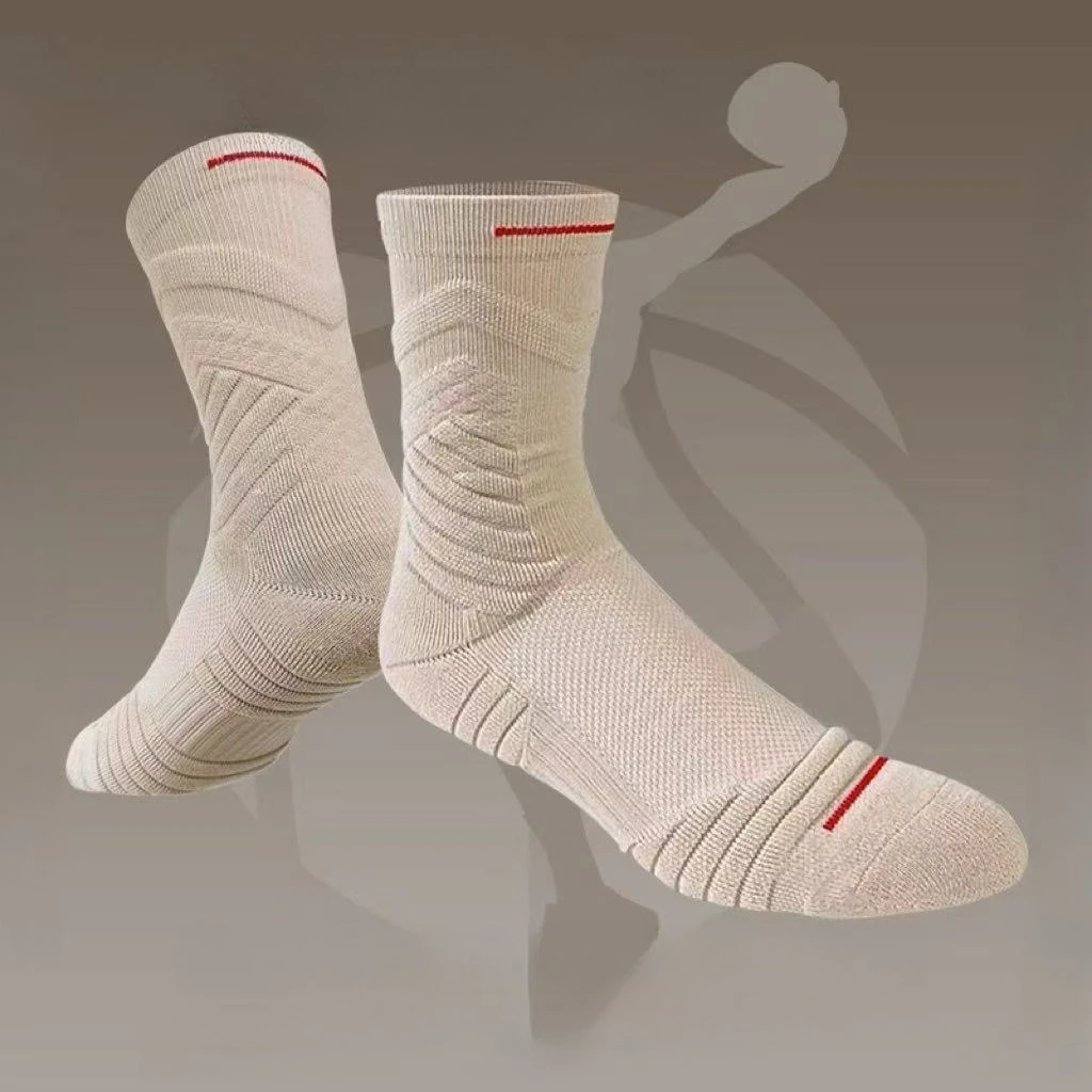 1 Pair Men’s“Streetball”Basketball Socks–All-Season  Athletic Socks with Thick Terry Cushion.Professional Grip for Sport