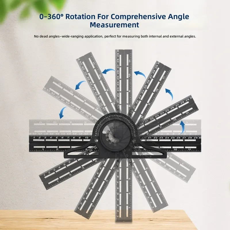 Universal Angle Ruler 0-180 Degree Vernier Protractor Combination Square Horizontal Level Gauge Precision Woodworking