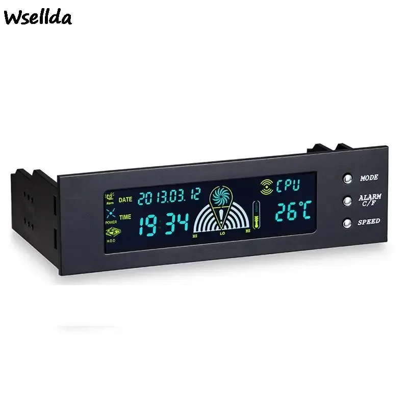 Controlador de ventilador de ordenador de 5,25 pulgadas y 12V, controlador de velocidad de 3 ventiladores, Sensor de temperatura, pantalla Digital LCD, Panel frontal para PC