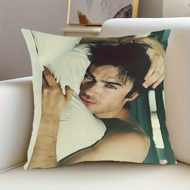 Handsome Man Pillow Case, Celebrity Style Cushion Cover, Romantic Bedroom Decor for Sofa Living Room Gift