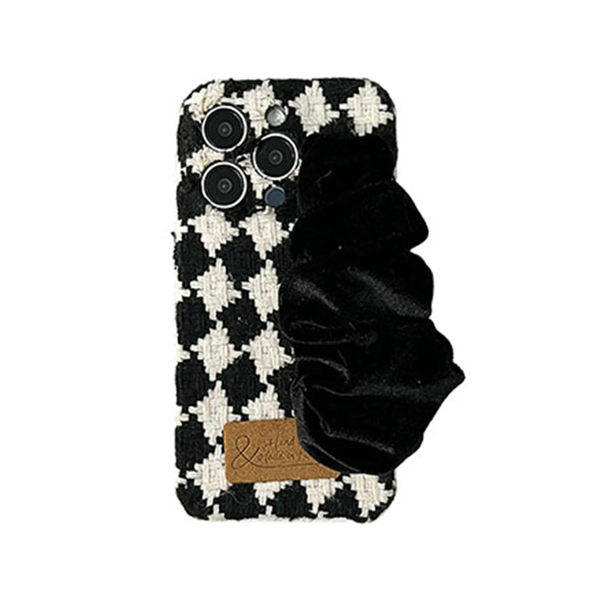 

Плюшевый браслет с черными бриллиантами для чехла для телефона Apple 14 iphone 13promax14pro, силиконовый 12, простой 11, защитный чехол от падения 13