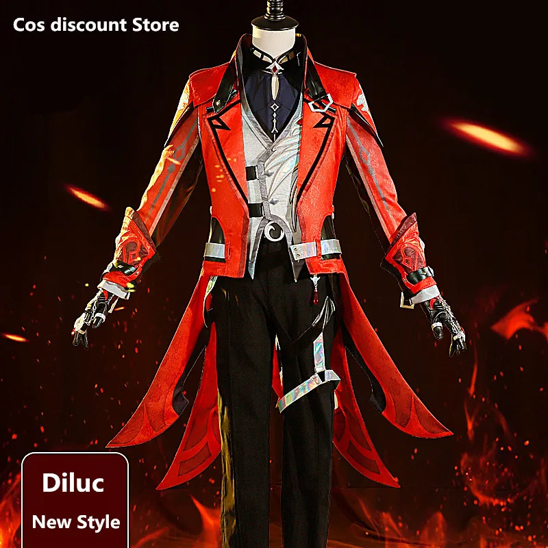 Diluc New Style Cosplay Costume Genshin Impact Cosplay Anime Men Fashion Red Uniforms Role-playing Clothing for 2022 Sizes S-XXL