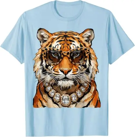 Cooles Tigerroar-Leoparden-Sonnenbrillen-T-Shirt, lustiges Y2k-Kunst-Ölgemälde, ästhetische Kleidung für Frauen und Männer, Persönlichkeits-T-Shirt, Geschenke – Detail 18