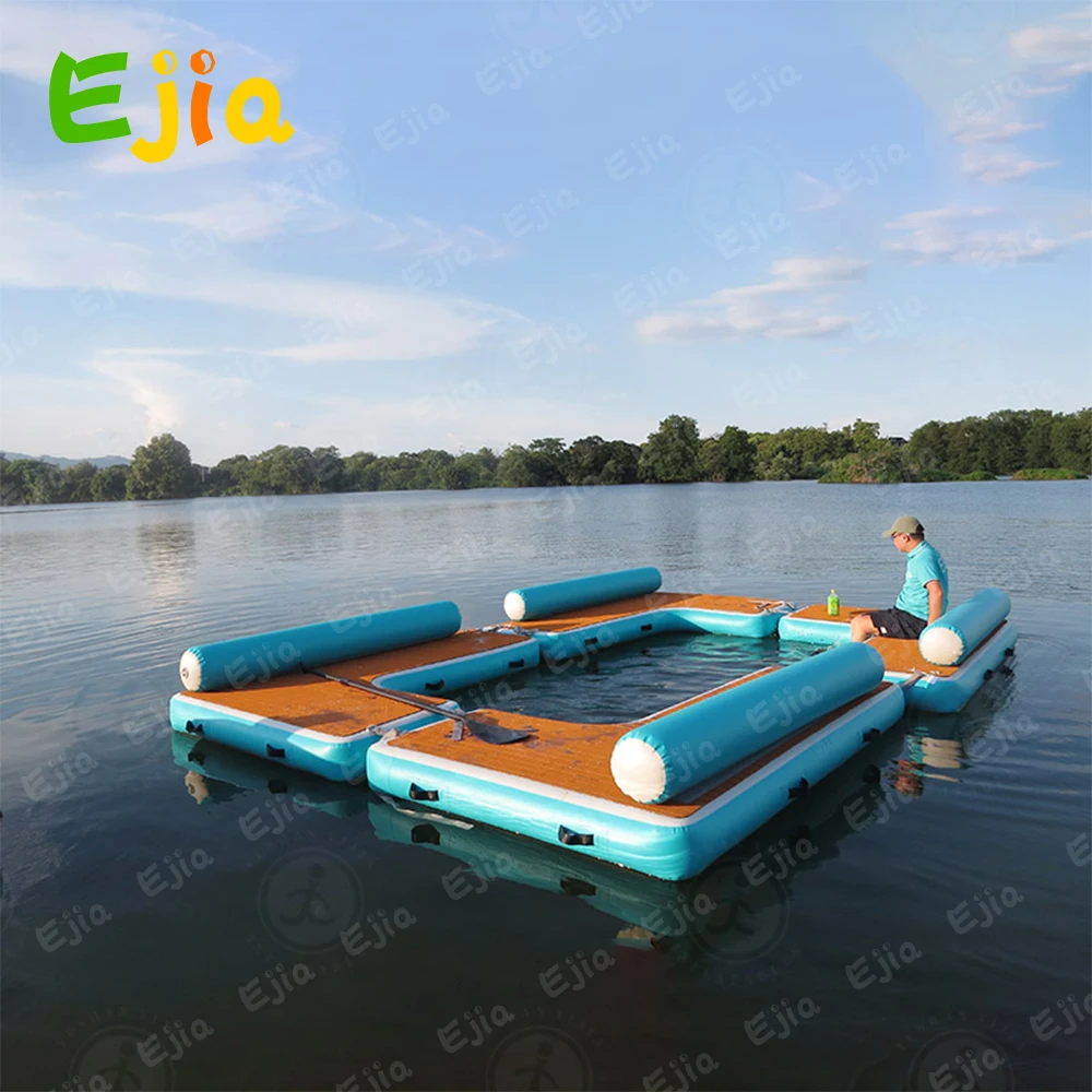 

Inflatable Hangout Suite Couch W/ MAGNEPod, L Shape Quad Square [Starboard] Dock Pool Lake Beach Float, Adults Kids