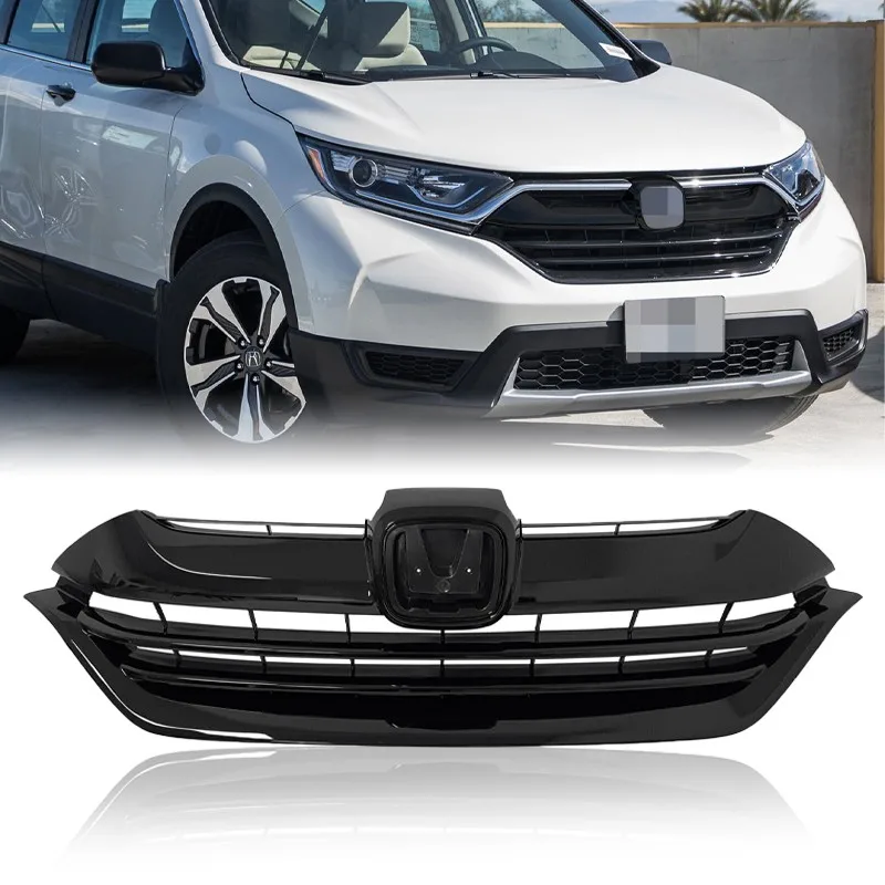 

Fit 2017 2018 2019 Honda CRV CR-V Gloss Black Front Upper Grille Radiator Grill