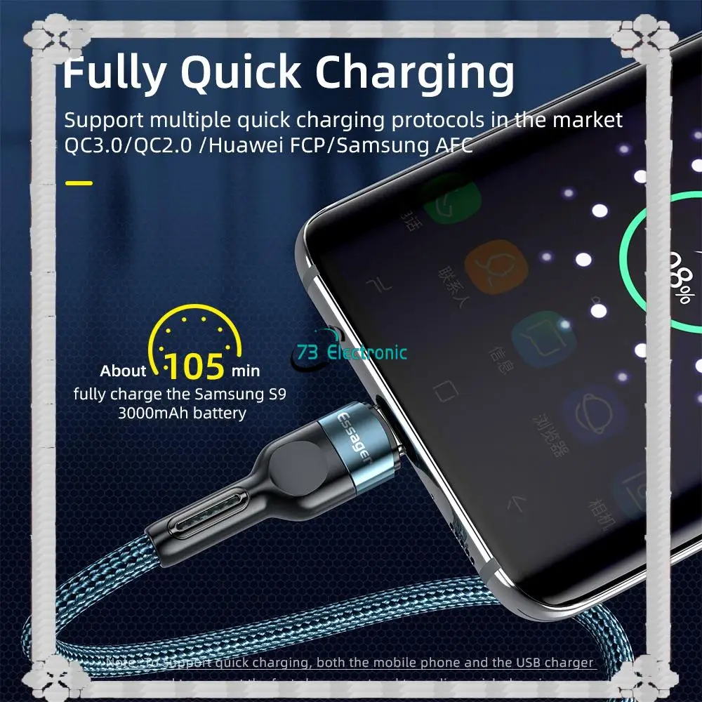 24-Hour Delivery ESSAGER Chenxi Type-C Interface Data Cable, Durable Type-C Fast Charging Cable