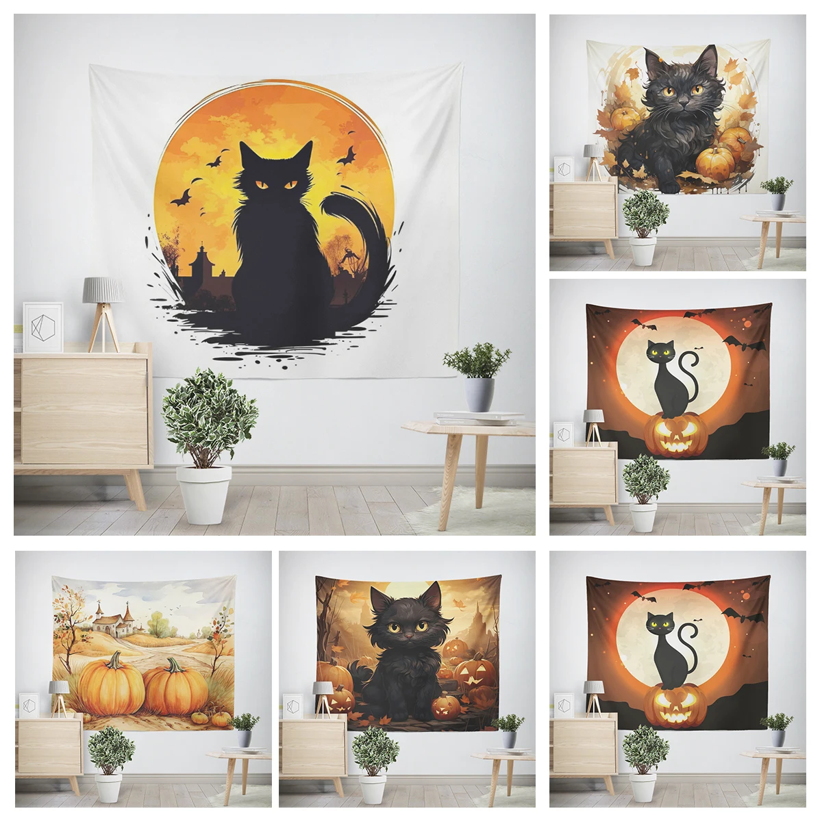 Home decorations modern room decor items wall tapestry aesthetic bedroom wall art large fabric tapestrys Halloween Autumn funny