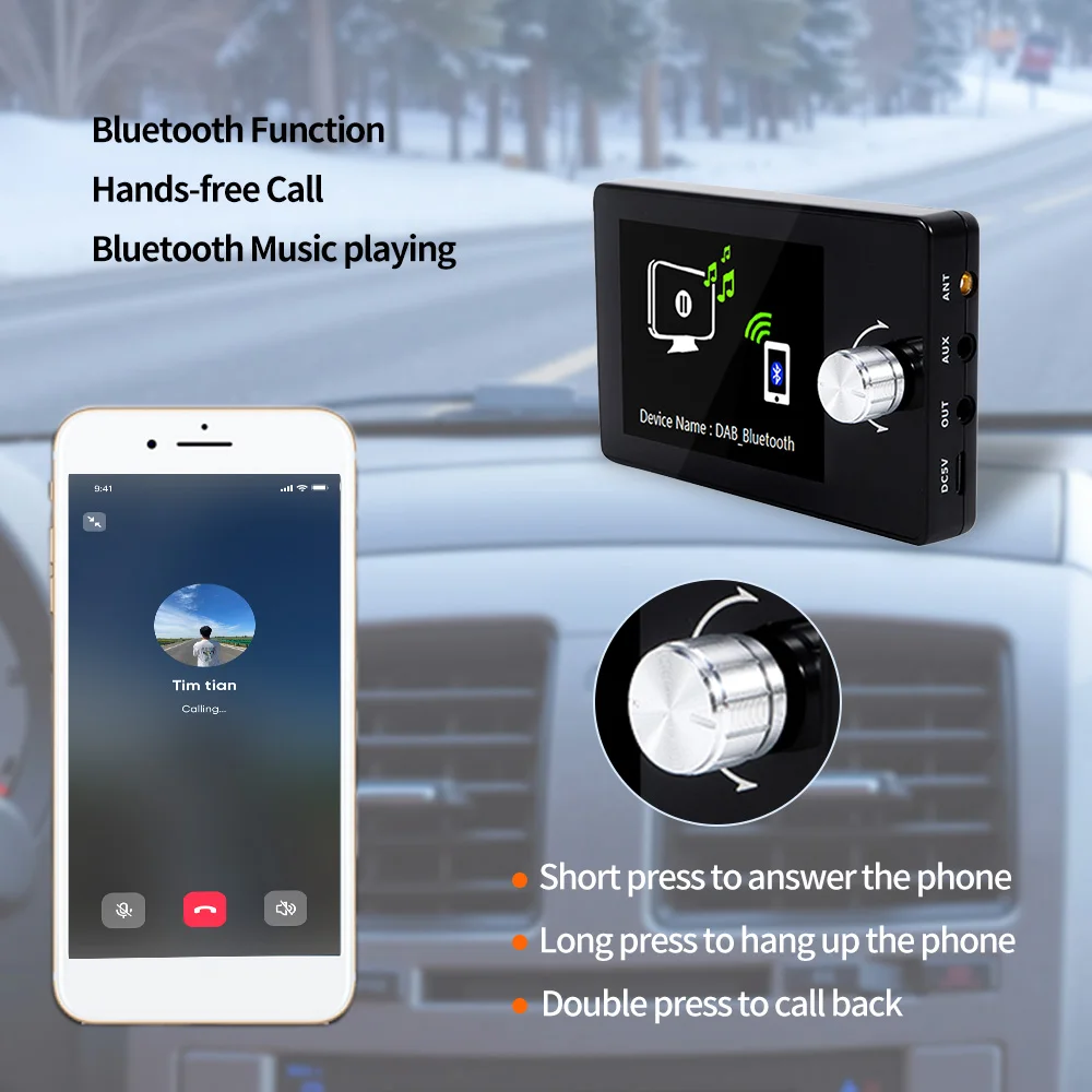High-Performance DAB+ Car Adapter European Model with Sleek Design 2.8-Inch Color Display for Crystal Clear Audio