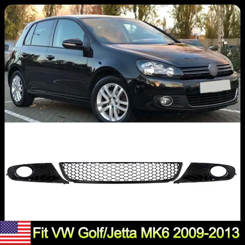 

Front Bumper Grill Mesh Cover Front Lower Grille Fog Light Cover Honeycomb Fit For VW Golf/Jetta MK6 2009 2010 2011 2012 2013