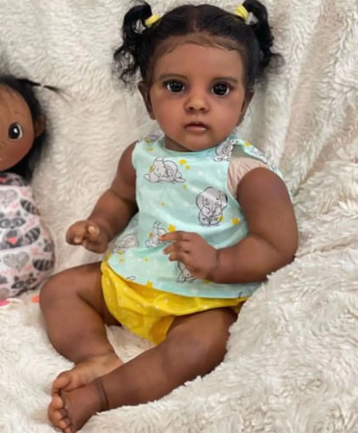 FBBD Customized Limited Supply24inch/58cm Reborn Baby Missy Dark Skin With Hand-Rooted Hair Already Finished Doll Christmas Gift