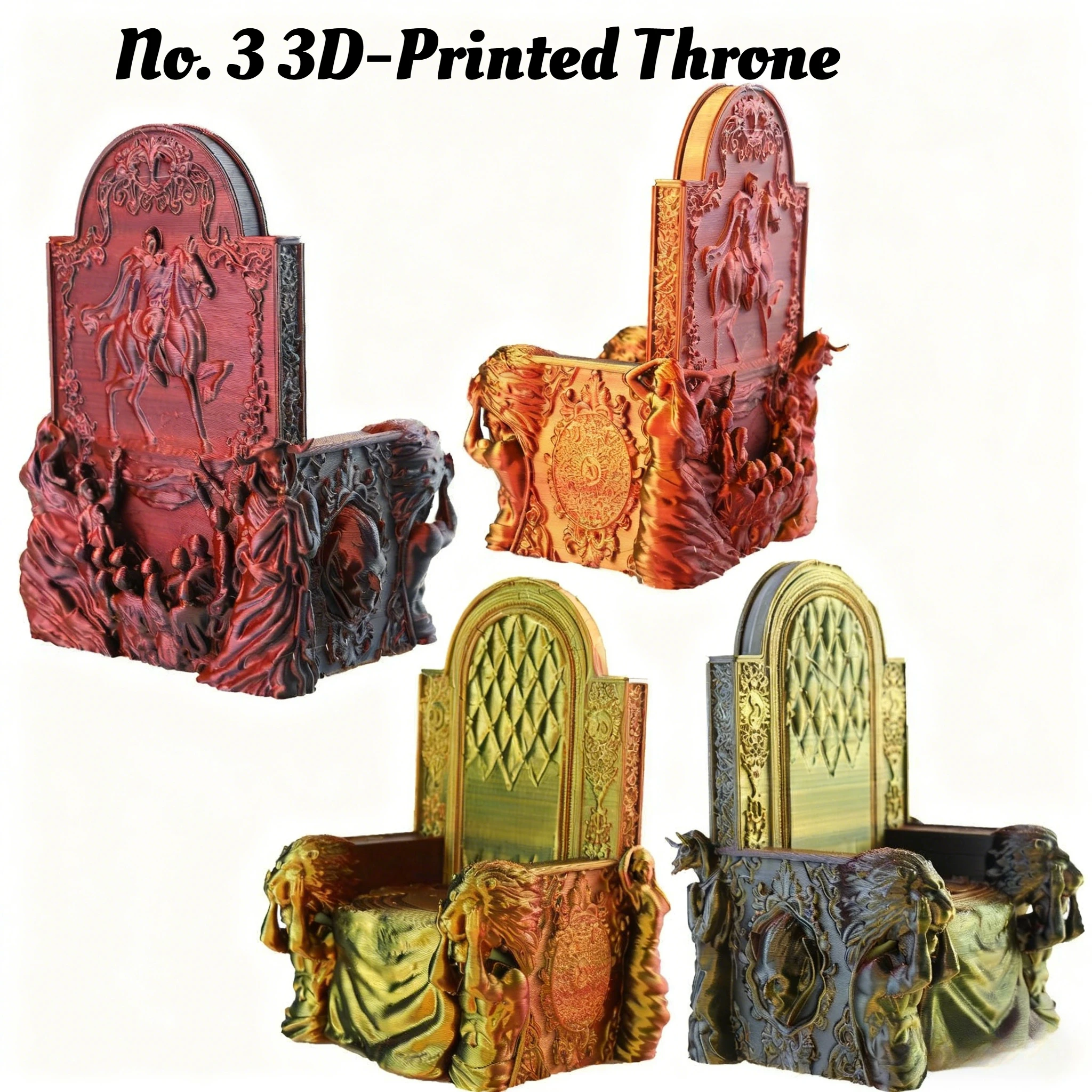 

[Sizes Available] Retro Exquisite 3D Printed Throne - Exclusive Action Figure Decor, Artistic Plastic Sculpture Decorative Toys