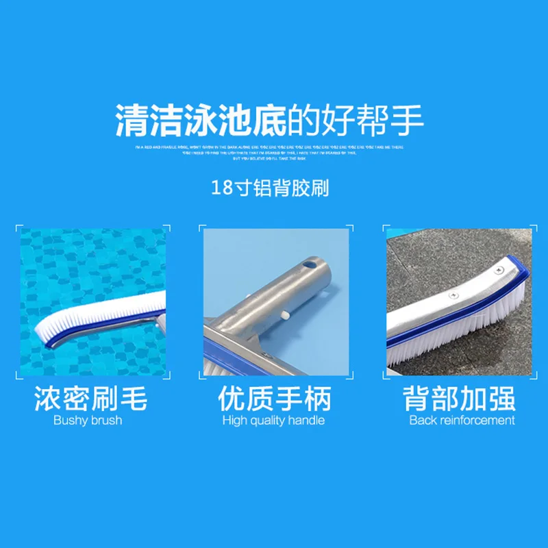 

Swimming pool brush cleaning tool moss removal aluminum back wipe outdoor fish pool wall steel wire brush