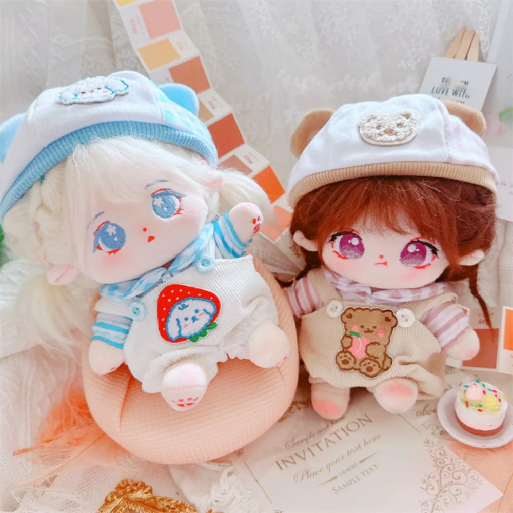 

Strap Pants Cotton Doll Clothes Set Bear Hat Dress Up Cotton Doll Suit Kawaii Cartoon Dolls Clothes Doll Accessories