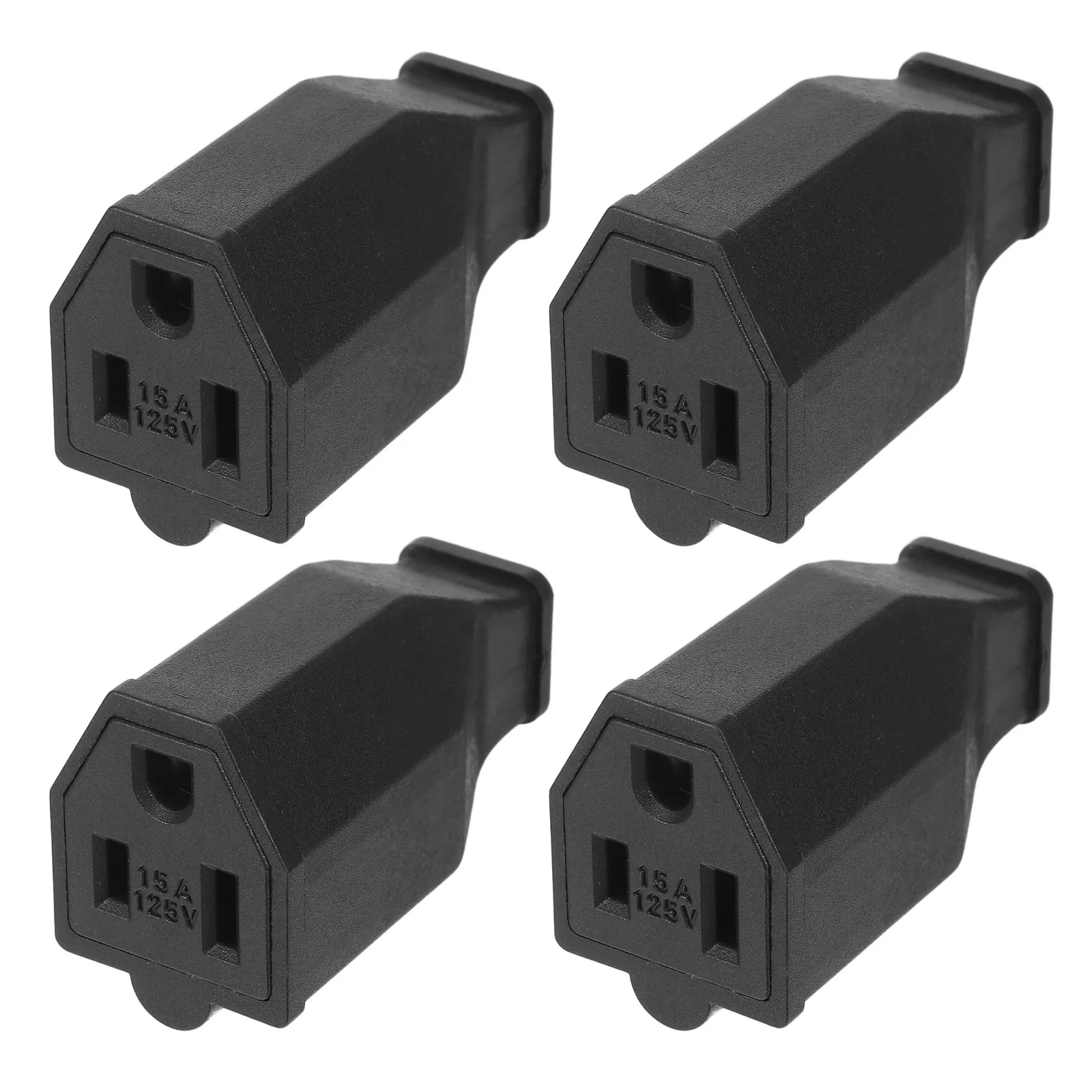 4Pcs Female Electrical Plug End 3 Prong 15A 125V Straight Blade Grounding Cord Connector Heavy Duty Replacement Plug DIY