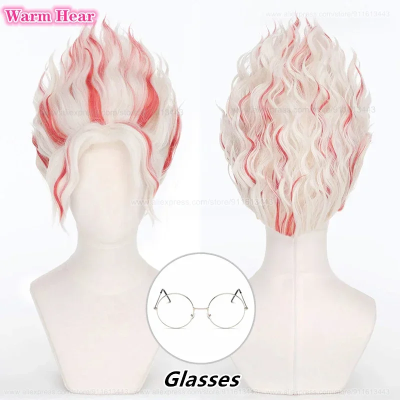 

Okarun Occult-kun Synthetic Hair Anime 30cm White Highlights Red Cosplay Anime Wig Heat Resistant Hair Party Wigs + Free Wig Cap