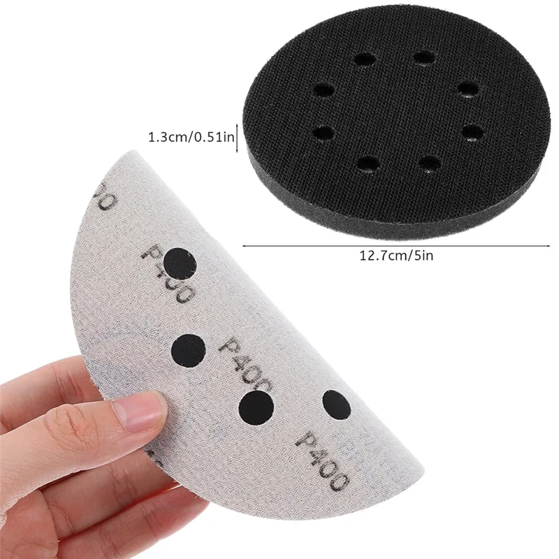 A76X-140 stuks 5 inch nat-droog schuurschijven, klittenband schuurpapier 8 gaten vlakschuurpapier voor vlakschuurmachine