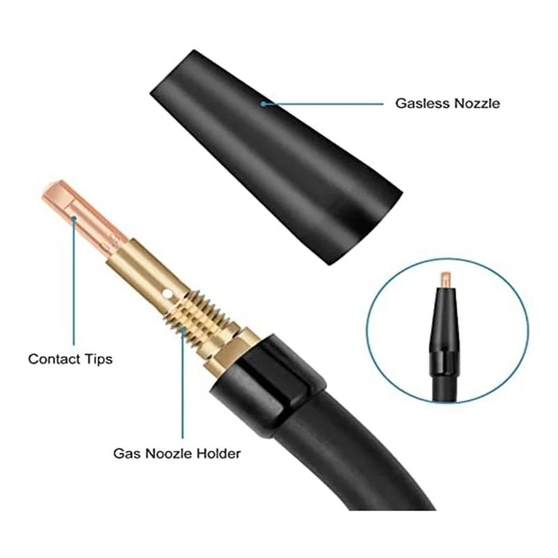 16PCS Flux Core Gasless Nozzle Tips K3493-1 Accessory 0.035Inch Contact Tips & Gas Diffusers With Century FC90/80GL Titanium-New