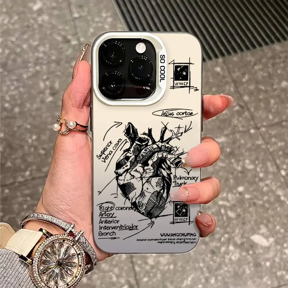 

Creative Cardiovascular Model Heart Medical Phone Case For IPhone 17 16 15 14 13 12 11 Pro Max Plus Color Shockproof Back Silver