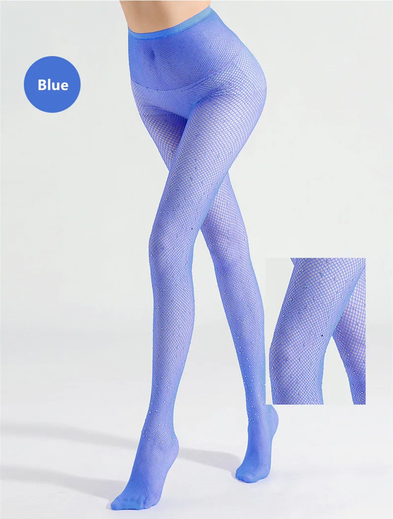 1/4 Paar Übergrößen-Netzstrümpfe mit Strass für Damen, Schwarz, Sexy, Ultra-Glitzernd, Hohe Taille, Netzstrumpfhose, Damen-Party-Leggings – Detail 15