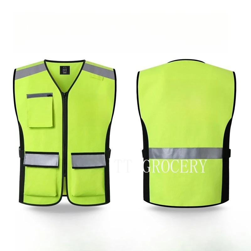 

High Visibility Labor Protection waistcoat Safety protective clothing for Men Women Zipper Construction Workwear