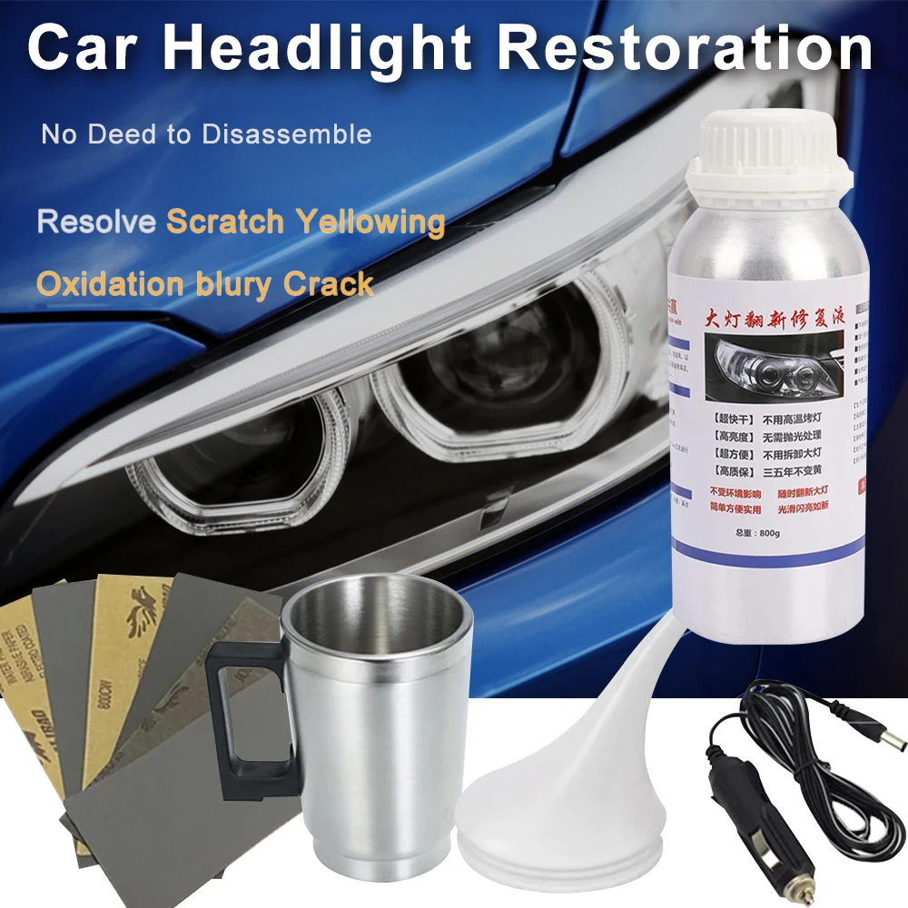 Headlight Polisher 800ml Liquid Evaporator Polymer Headlamp Repair Headlight Polishing Coating Lamp Restoration Car Detailing