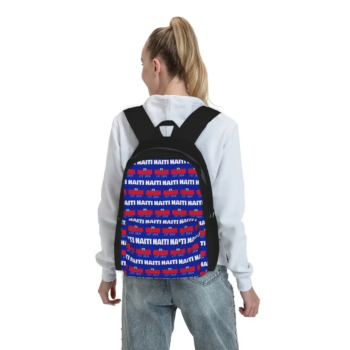 Haiti EST. 1804 Independence Haitian Flag Backpack Boys Girls BookBag Children School Bag Computer Shoulder Bags for Men Women