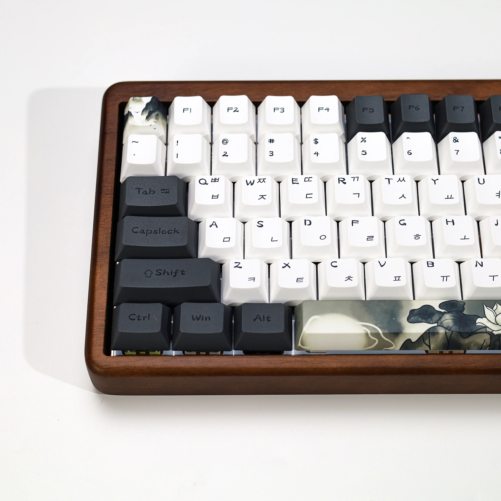 KBDiy Ink Lotus Keycap Cherry Profile Korean Keycaps PBT for Mechanical Gaming Keyboard DIY 142 Keys Aula F75 F87 F99 Key Caps