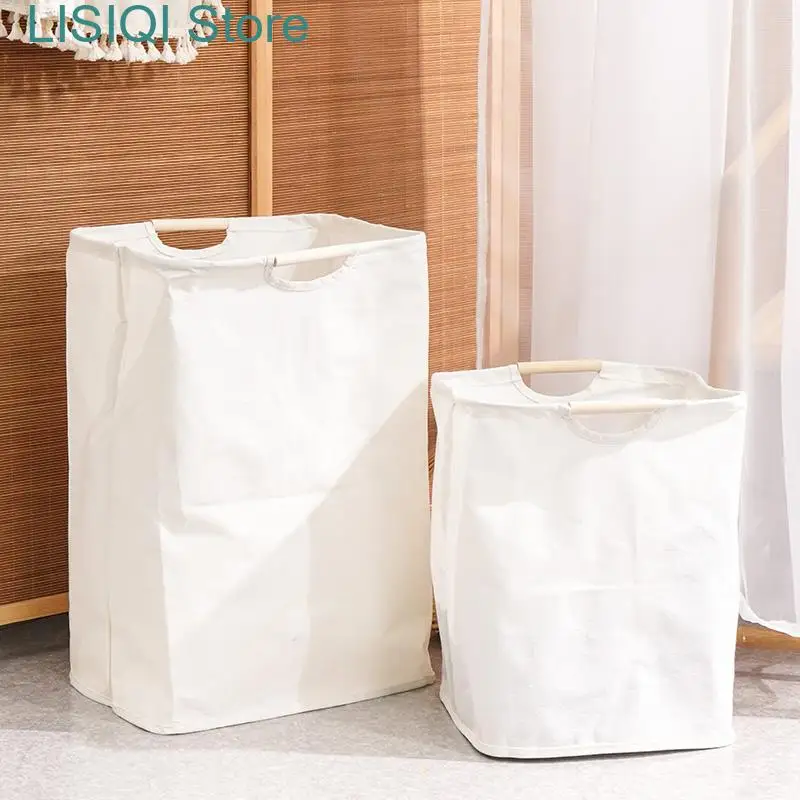 

New Japanese Laundry Basket Foldable Dirty Clothes Storage Hamper Bamboo Cloth Organizers with Handles for Corner Narrow