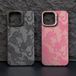 Pink Leopard Print Luxury Case for Samsung Galaxy A16 A06 A35 A55 A25 A05S A15 A54 A34 A24 A14 A05 A04 4G 5G Matte Back Cover