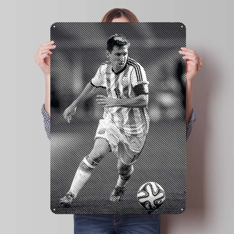 Lionel Messi Black White Metal Sign Sports Poster Decoration for Home Decor Retro Tinplate Sign for Wall Art Decoration Man Cave