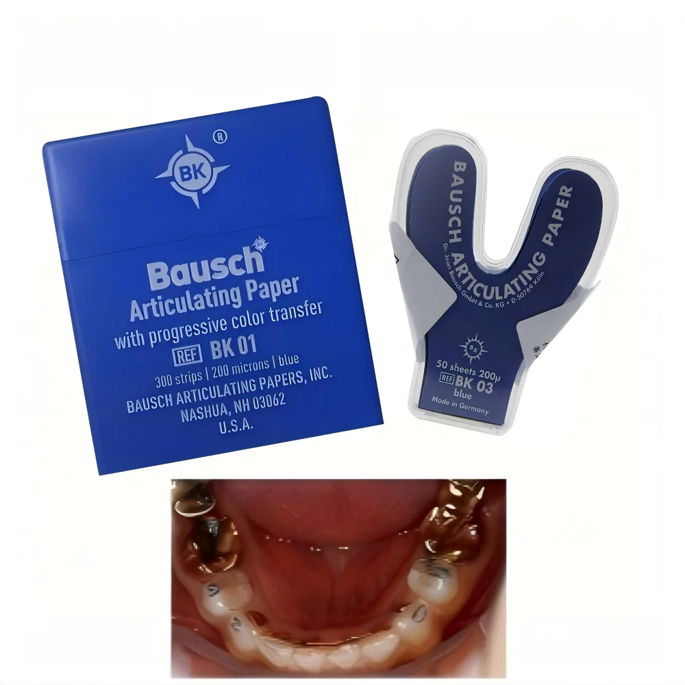 Bausch Dental Occlusal Paper with Pressure-Sensitive Color Marking BK01/02 200µm Articulating Paper–Gradient Occlusion Indicator