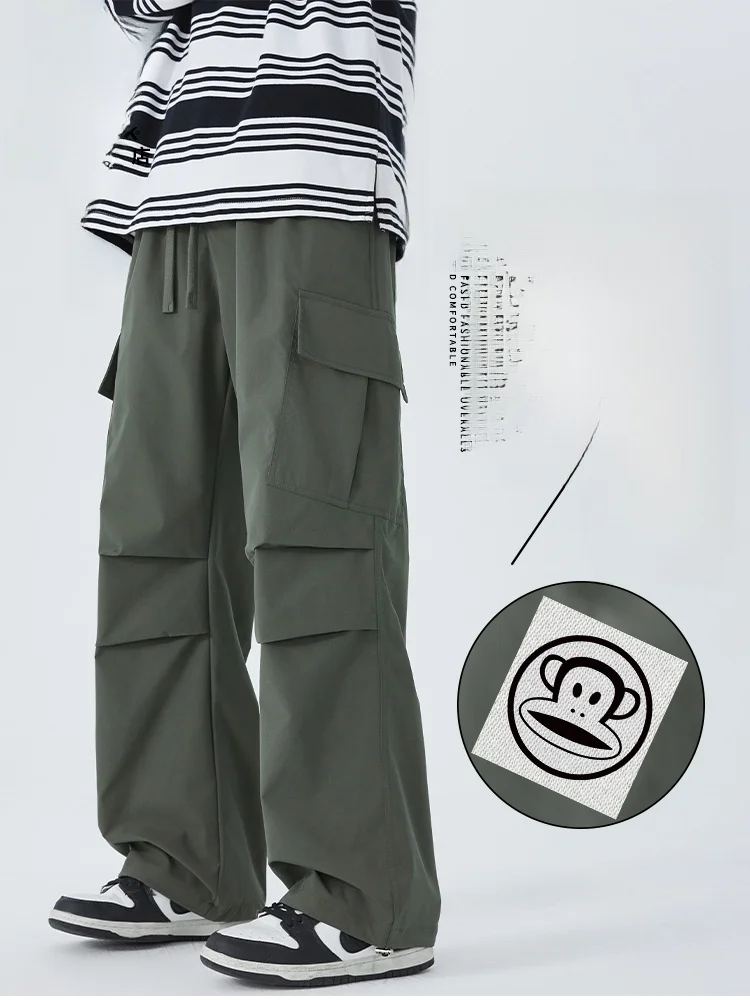 

PaulFrank Outdoor Workwear Casual Pants Men's Spring American High Street Loose Wrinkle Wide Leg Long Trousers