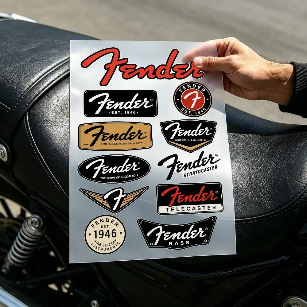 Vintage Rock And Roll Sticker Retro Cursive Script Curved Badge Decals for Guitar Case Laptop