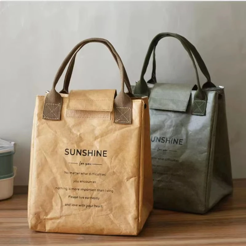 Paper Lunch Bag Waterproof Insulation Bag Lengthen and Thicken Aluminum Foil Japanese Handbag Office Worker Student