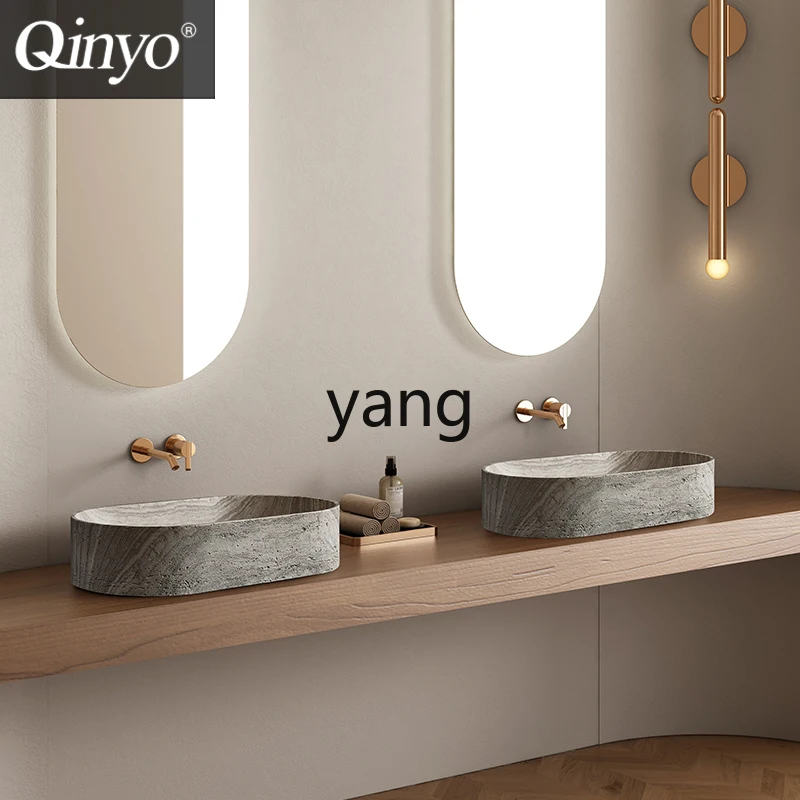 Yhm travertine basin bed and breakfast bathroom art basin high-end creative oval