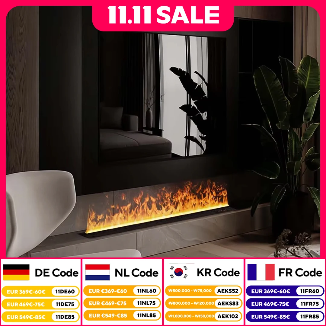 3D Atomizing Fireplace Colorful Steam Flame Smart Home Interior Decoration Water Vapor Atomizing Smart Remote Control Fireplace