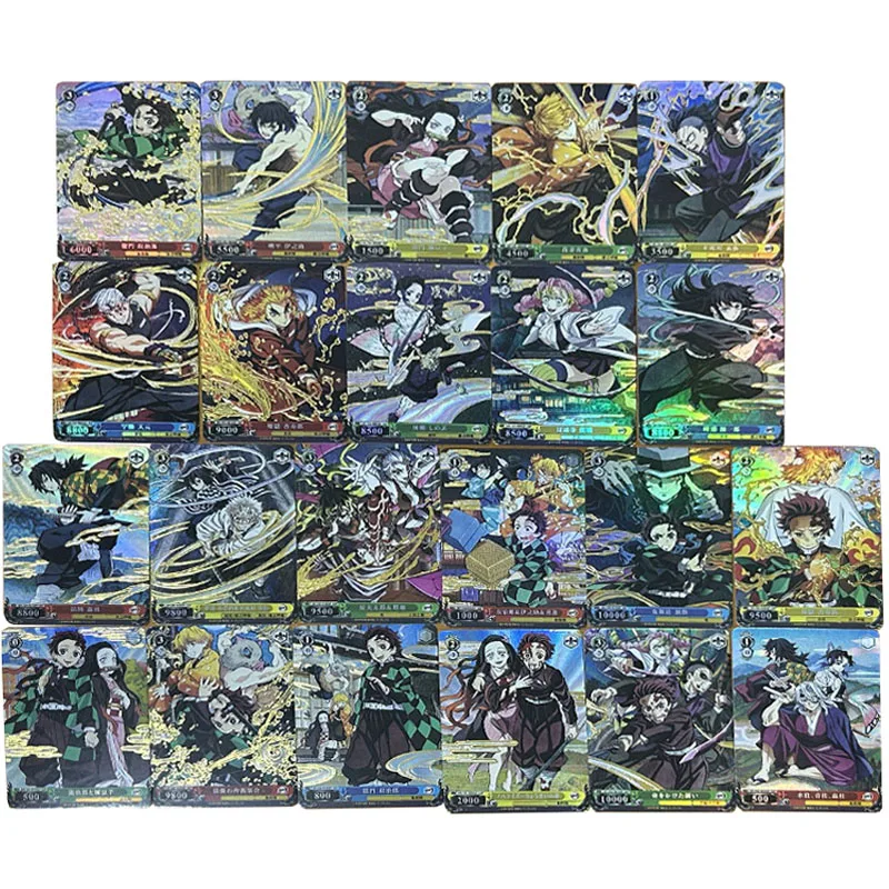 

22pcs/set Demon Slayer Kamado Nezuko Kamado Tanjirou BD DIY self-made Color Flash Card Anime Game Collection Card Gift 63*88mm