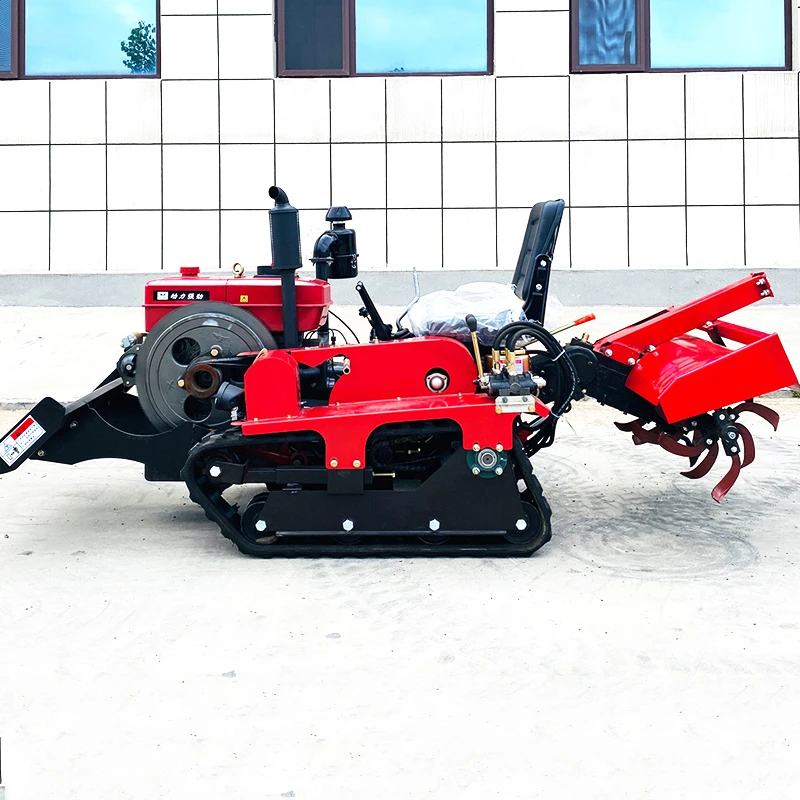 

Customized Small Agricultural Crawler Tractor Rotary Tiller High Efficiency Full Terrain Farm Plowing Cultivator