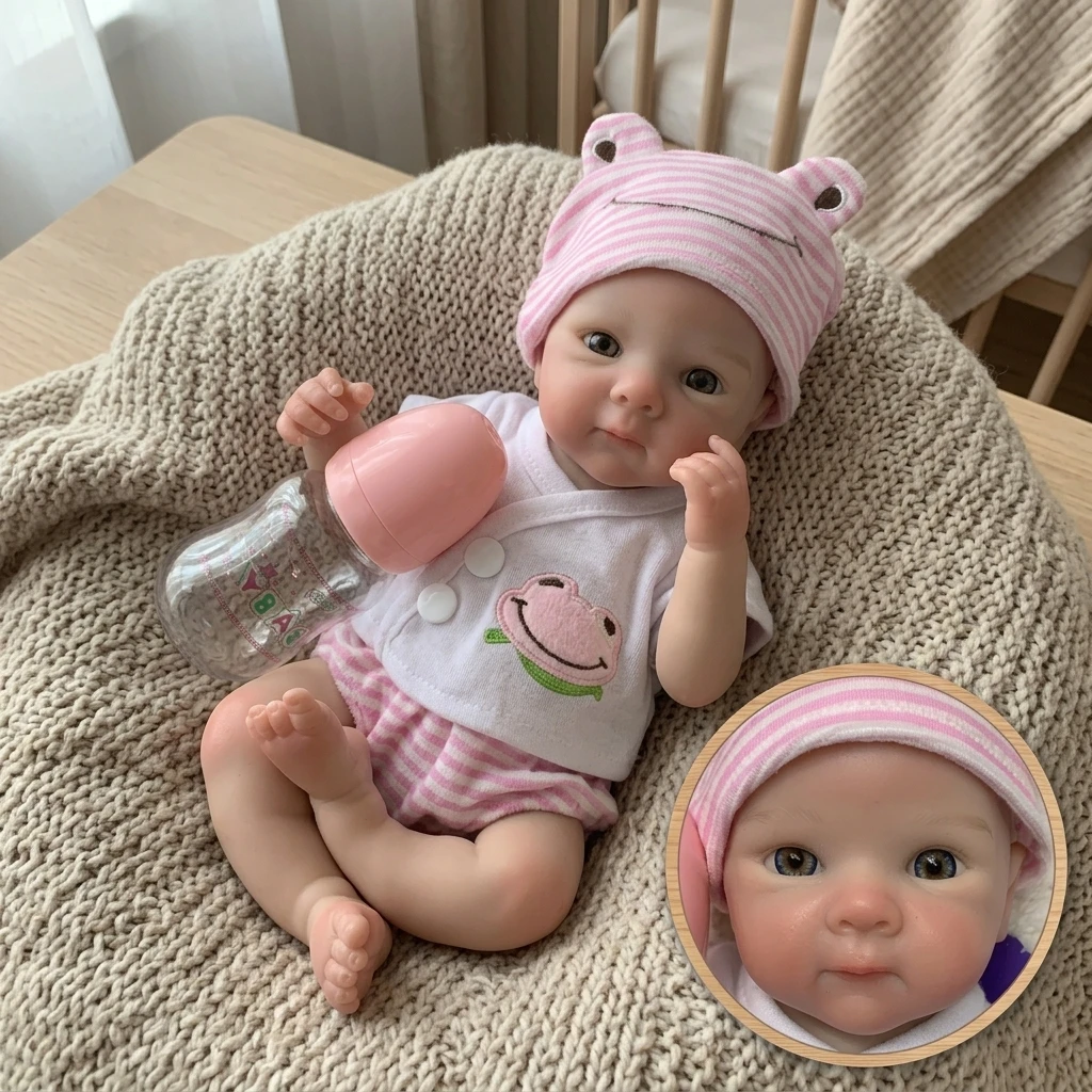 13 Inch Full Solid Silicone Reborn Doll Bettie Open Mouth Design Realistic Newborn Baby Hand Painted Simulation Toy For Birthday
