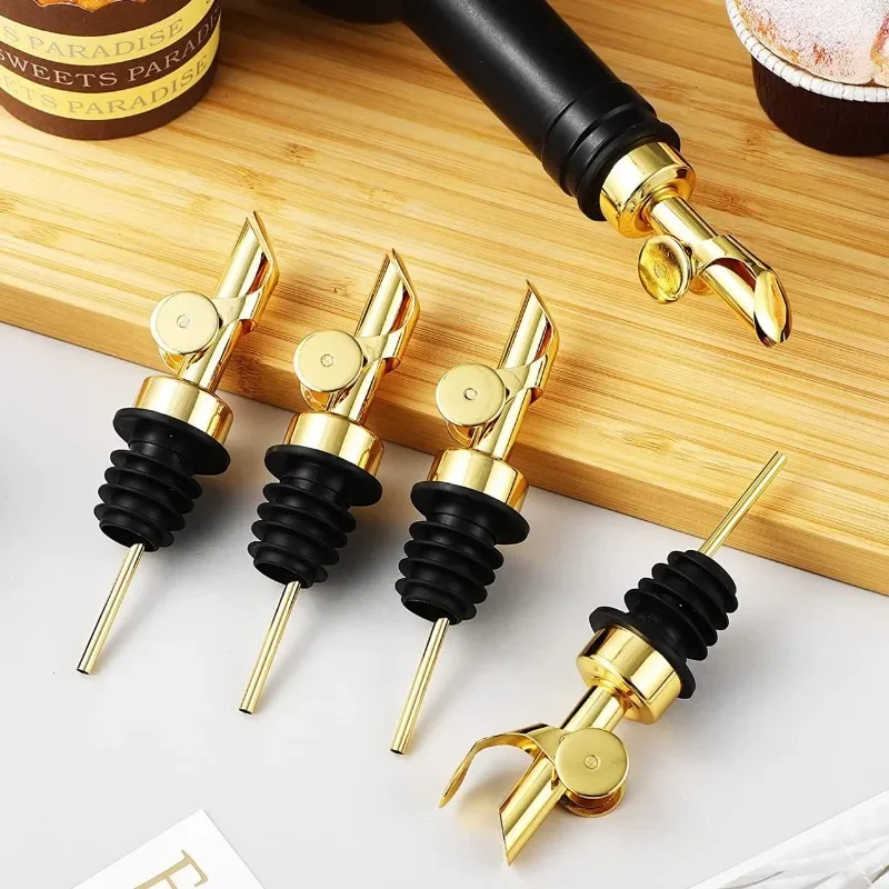 1pc Bottle Pourer Auto Flip Liquor Bottle Pourer for Alcohol Stainless Steel Pour Spout with Plug for Cocktail Olive Oil Vinegar