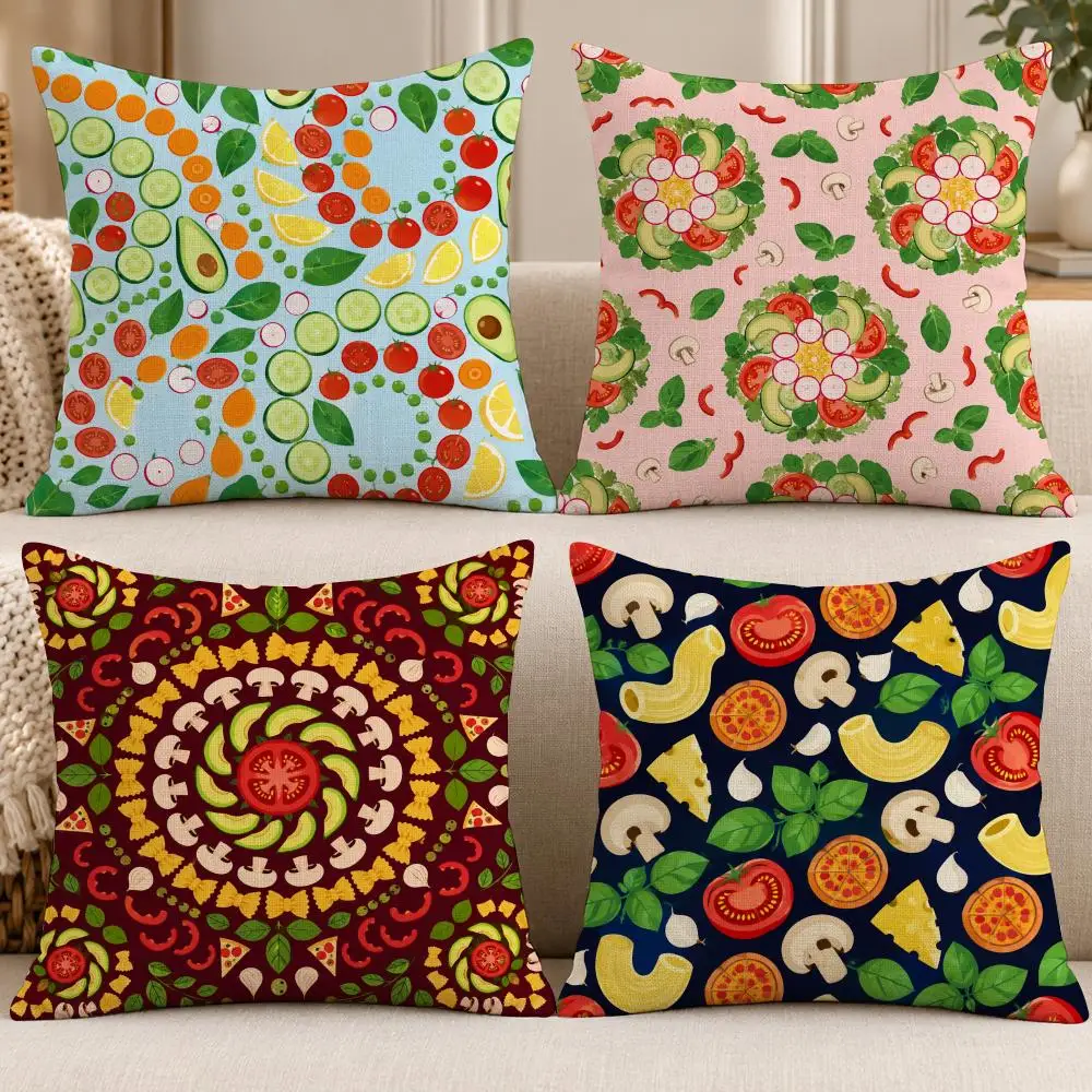 Pattern Food P-Pizza Pasta Italian Food Cushion Cover Soft Short Cover Washable Sofa Bed Dorm Garden Home Office Chair Decor