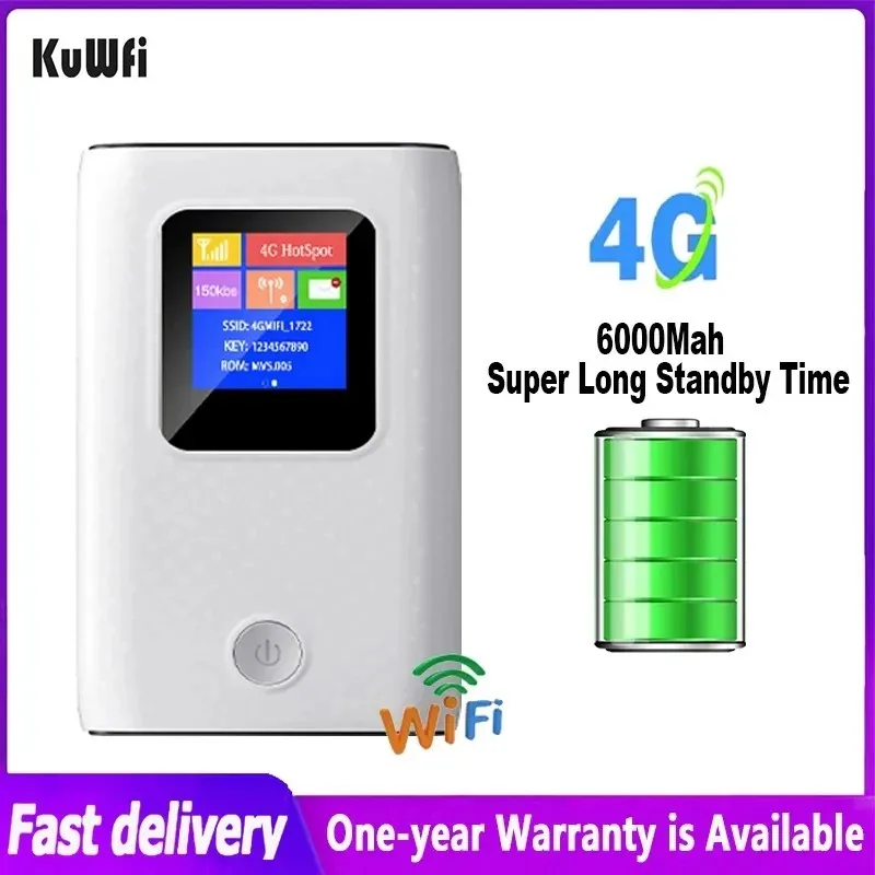 Kuwfi-ミニ屋外ワイヤレスルーター、ポータブルwifiホットスポットポケット、SIMカードスロット付きモバイルロック解除モデム、4g、300mbps