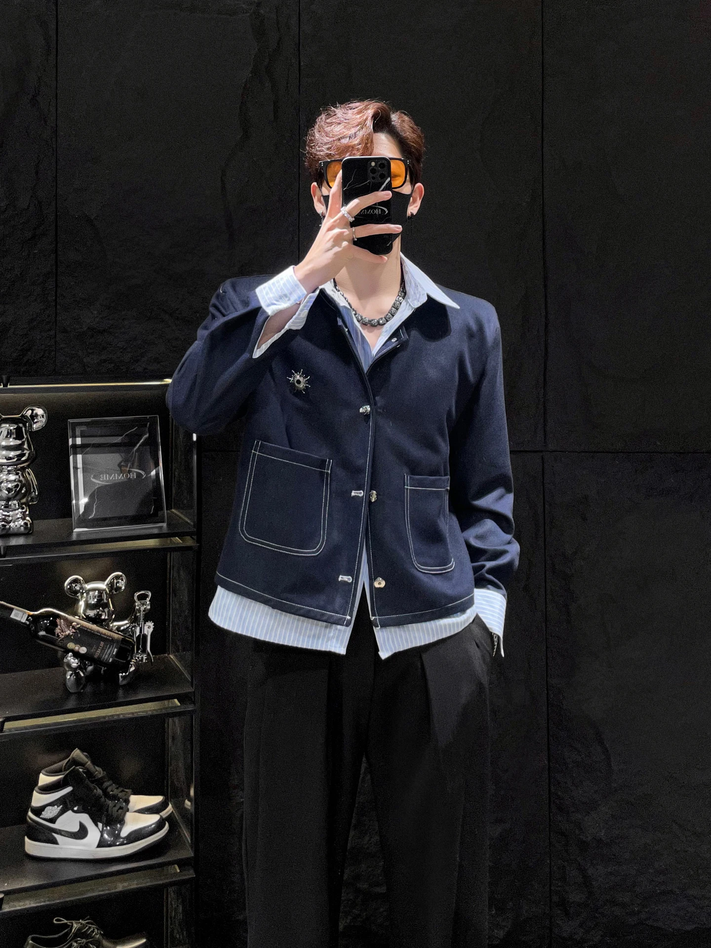 

Мужская свободная куртка-бомбер с воротником-стойкой и наплечниками, осенняя, модная, молодежная, из полиэфирного волокна, длинный рукав