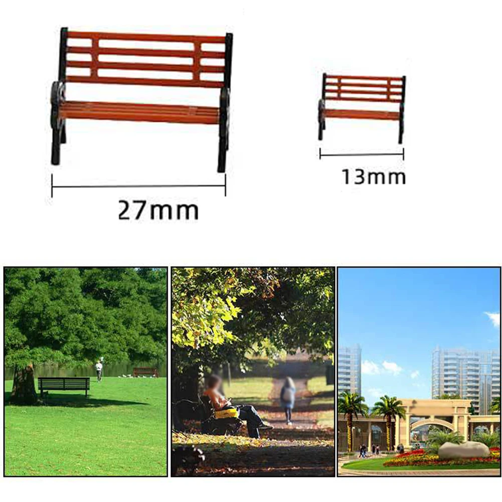 

Pack Of 10 Realistic Miniature Park Benches For HOOO Scale Model Layouts Landscapes Park Chair Figurines Resin Garden