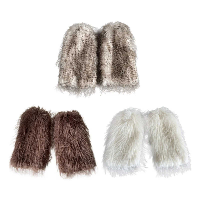 

YUYU Cozy Winter Leg Warmers Furry Boot Toppers Long Socks for Fashion Forward Ladies