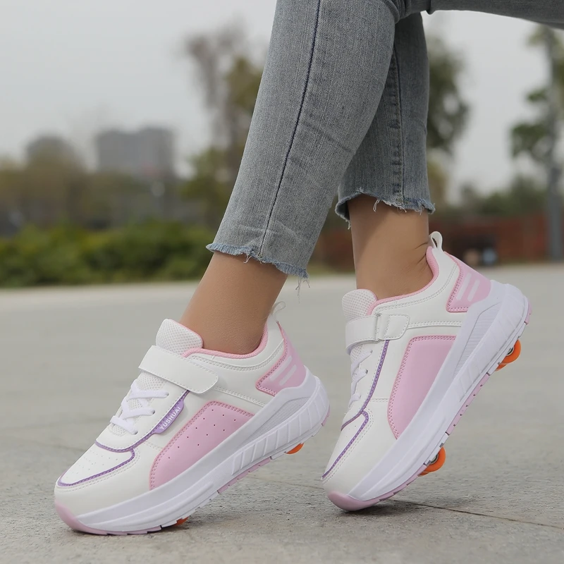 

2025 New 2-Wheel Roller Sneakers: Boys' Cool Multi-Light Skates, Girls' Wheeled Sports Shoes for Students